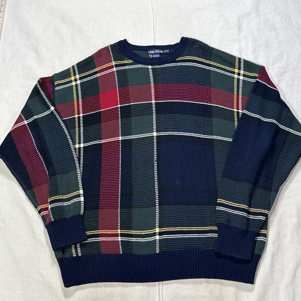 VTG 90's / Y2k Nautica Colorblock Sweater Crewneck Men's XL